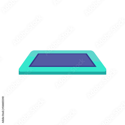 Square trampoline for kids and adults vector illustration. Bouncy object for children playroom or sports center isolated on white background. Childhood, fitness, leisure concept