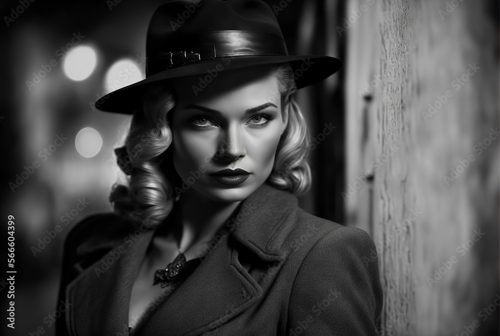 Film Noir femme fatale detective created with Generative AI technology ...