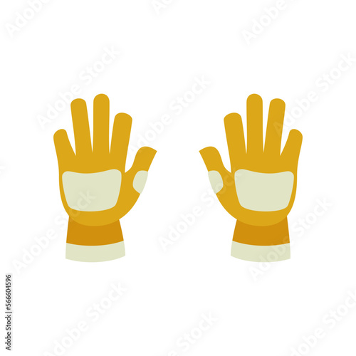 Yellow safety gloves for workers vector illustration. Drawing of clothes, accessory or equipment for industrial work isolated on white background. Prevention, protection, safety concept