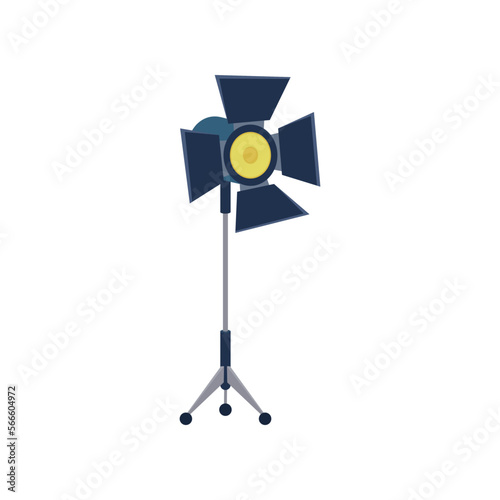 Professional light projector vector illustration. Equipment for filmmaking, element of action film set isolated on white background. Cinematography, filmmaking, professions concept