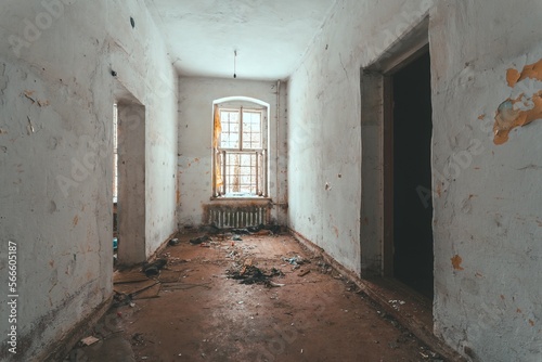 long corridor of an abandoned building