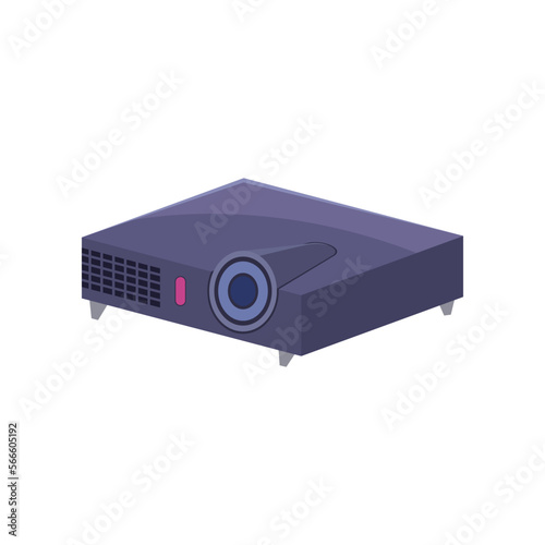 Modern media projector vector illustration. Equipment for filmmaking, element of action film set isolated on white background. Cinematography, filmmaking, professions concept