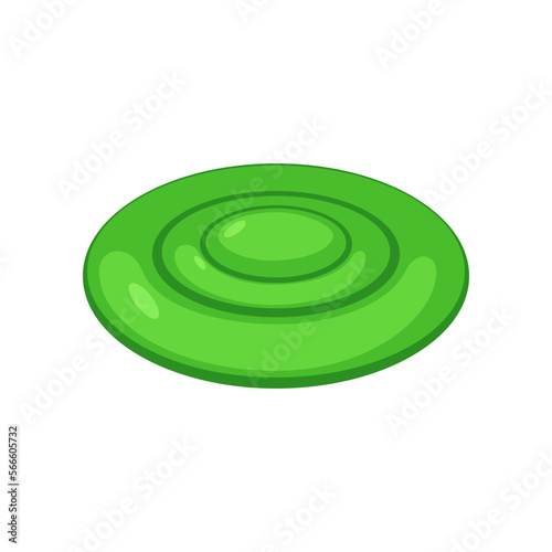 Top view of round green inflatable mattress vector illustration. Equipment or object for water activities in shape of circle isolated on white background. Summer, holidays concept