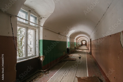 long corridor of an abandoned building