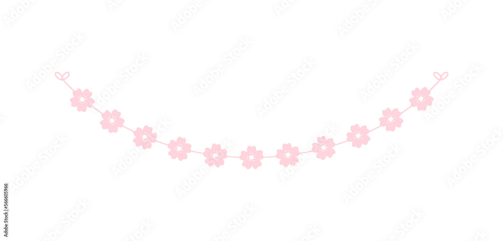 Cherry Blossom Garland, Cute Floral Bunting Spring Design Elements