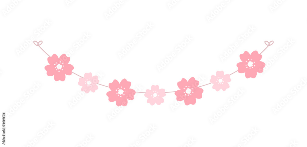 Cherry Blossom Garland, Cute Floral Bunting Spring Design Elements
