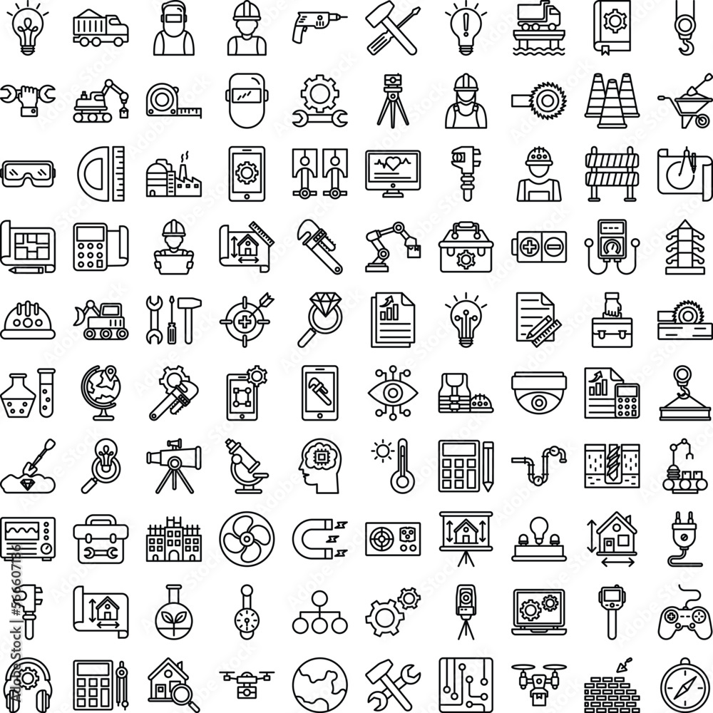 Engineering vector icons, architecture icons pack, construction vector icons, engineering icons pack, repairing icons set, icons collection of engineering, engineering outline icons set 