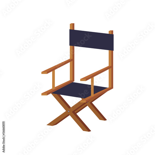 Chair for film director vector illustration. Equipment for filmmaking, element of action film set isolated on white background. Cinematography, filmmaking, professions concept