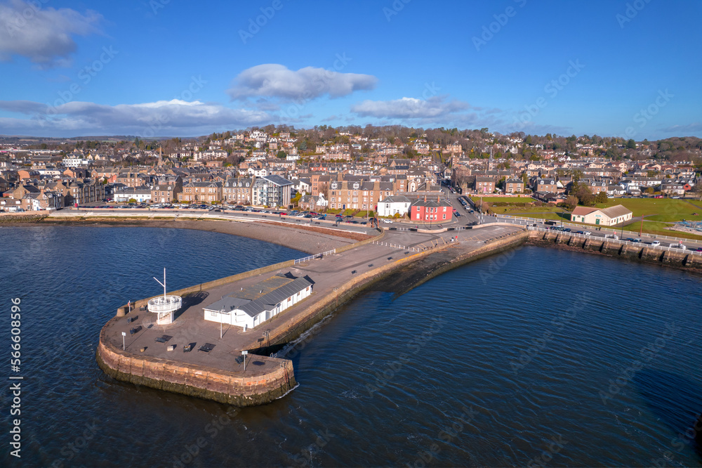City of Dundee in Scotland, aerial view, cityscape
