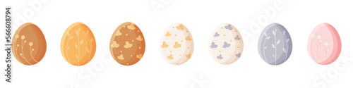 Vector set of Easter eggs in pastel colors. Traditional symbol on holiday.