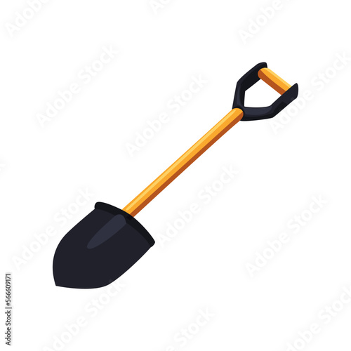 Cartoon metal spade isolated on white. Vector illustration of construction equipment. Building work concept