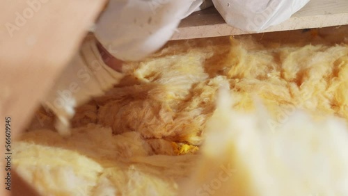 insulation of the roof and ceiling with glass wool