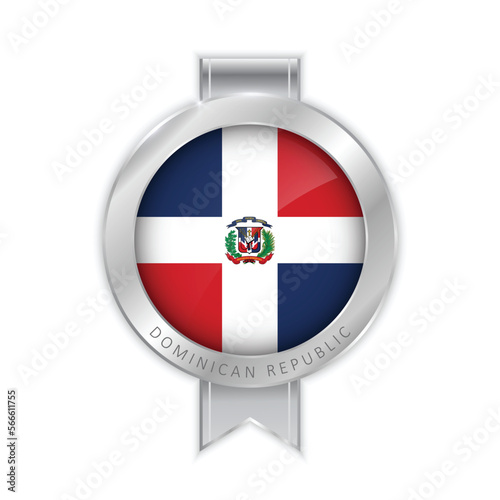 Flag of Dominican Republic Silver Medal Vector. Realistic 3d silver trophy award medals for winner. Honor prize. Realistic illustration. Free Download Flag of Dominican Republic Silver Medal Vector. Realistic 3d silver trophy award medals for winner. Honor prize. Realistic illustration. - GFXLoad