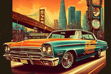 Glasbilder Sammlungen Art old style san francisco retro design Illustration generative ai  © Andrea Izzotti