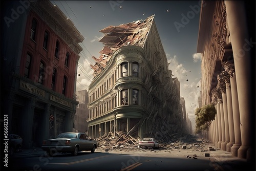 earhtquake in San Francisco destroyed Illustration generative ai photo