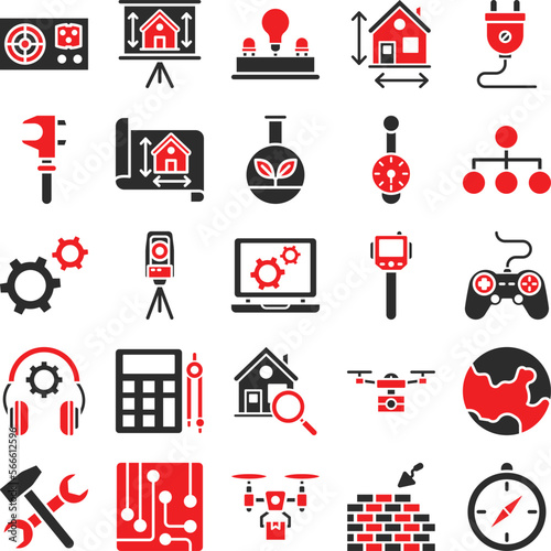 Engineering vector icons, architecture icons pack, construction vector icons, engineering icons pack, repairing icons set, icons collection of engineering, engineering glyph dual color icons set 