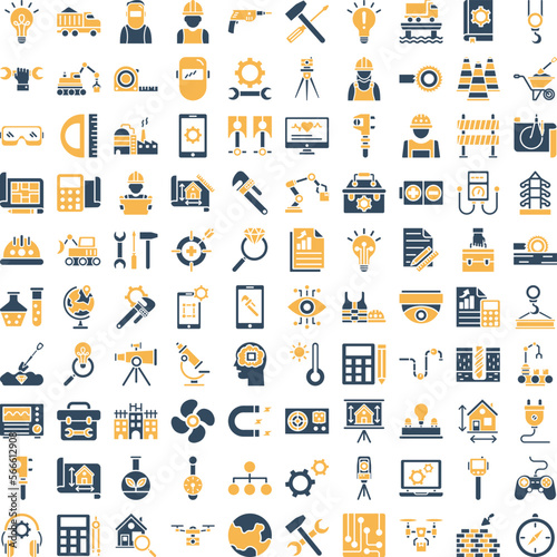 Engineering vector icons, architecture icons pack, construction vector icons, engineering icons pack, repairing icons set, icons collection of engineering, engineering glyph dual color icons set 