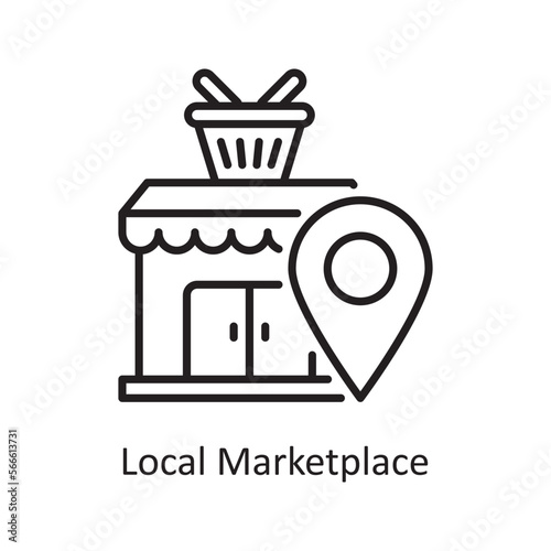 Local Marketplace Vector Outline Icon Design illustration. Shopping and E-Commerce Symbol on White background EPS 10 File