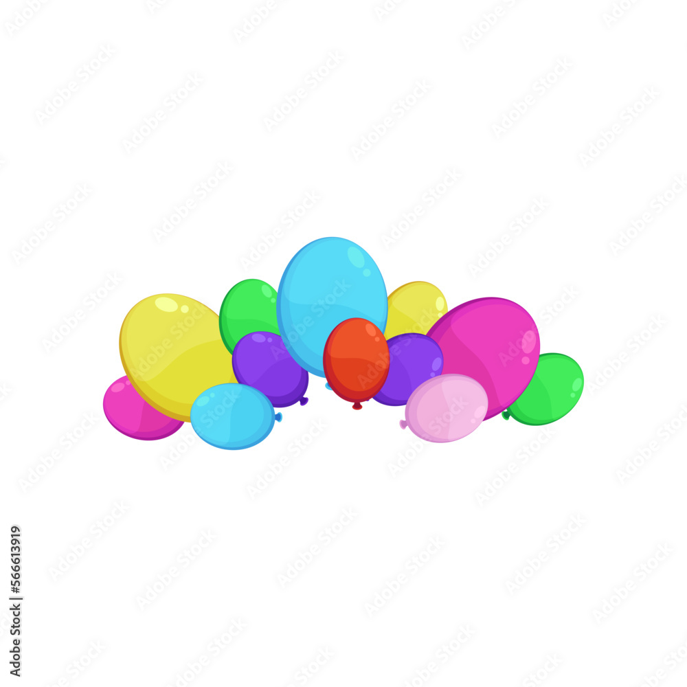 Pile of balloons as decoration for party vector illustration. Inflatable spheres, balloons for wedding, festival or carnival isolated on white background. Decoration, celebration concept Pile of balloons as decoration for party vector illustration. Inflatable spheres, balloons for wedding, festival or carnival isolated on white background. Decoration, celebration concept