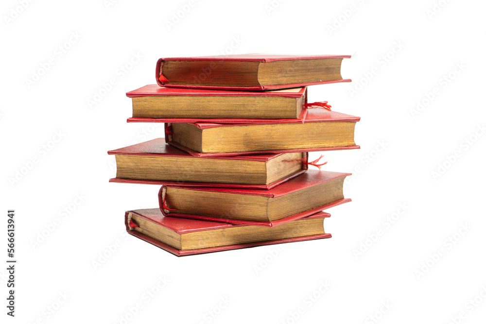 Old books isolated on white background.