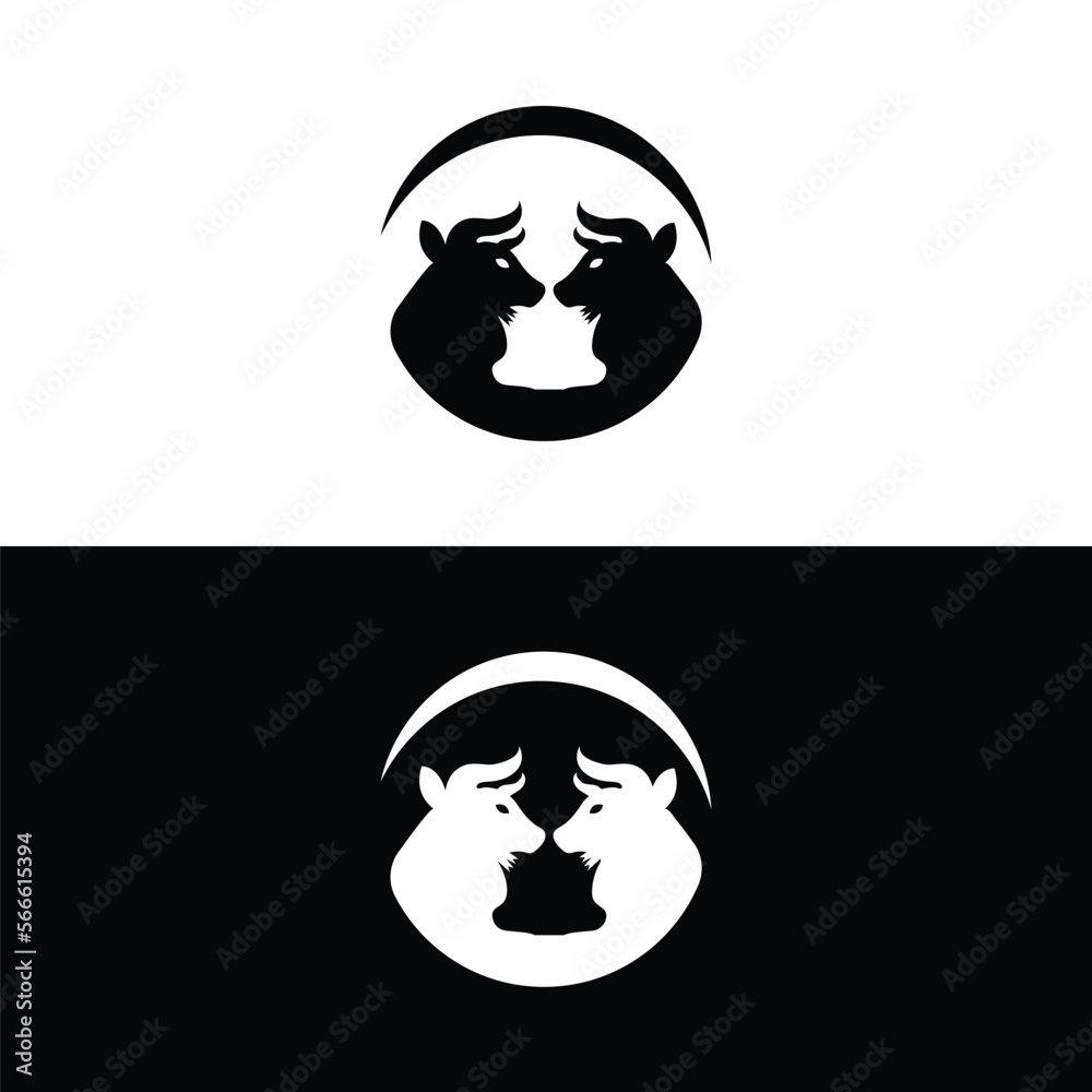 Bull animal vector logo design . Bull icon . Bull silhouette 