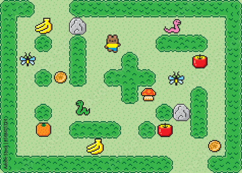 レトロゲーム風ドット絵　くま　フィールド画面