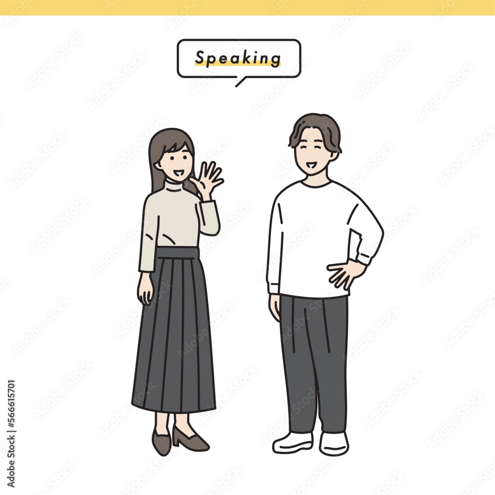 Obraz premium シンプルな男女のポジティブな立ち姿セット イラスト素材