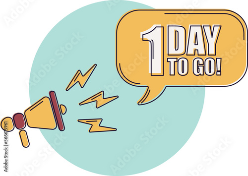 Number 1 of days left to go. Badge with, sale, landing page, banner. Icons with color shapes.