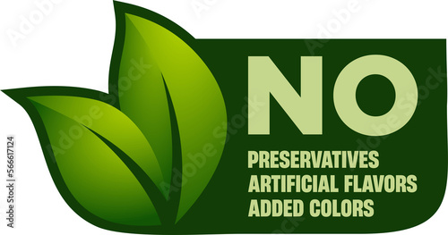 Bild auf Leinwand No artificial Flavors, Preservatives, added colors - Flat green vector pictogram