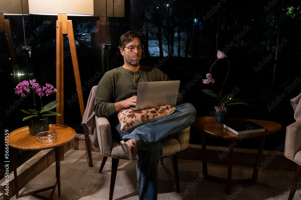 Brazilian man working at home Brazilian man working at home
