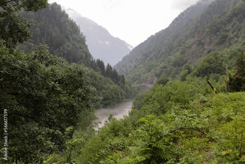 green mountains with river, Svanetia, Georgia, Caucasus