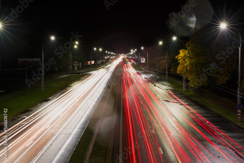 Light trails on a highway