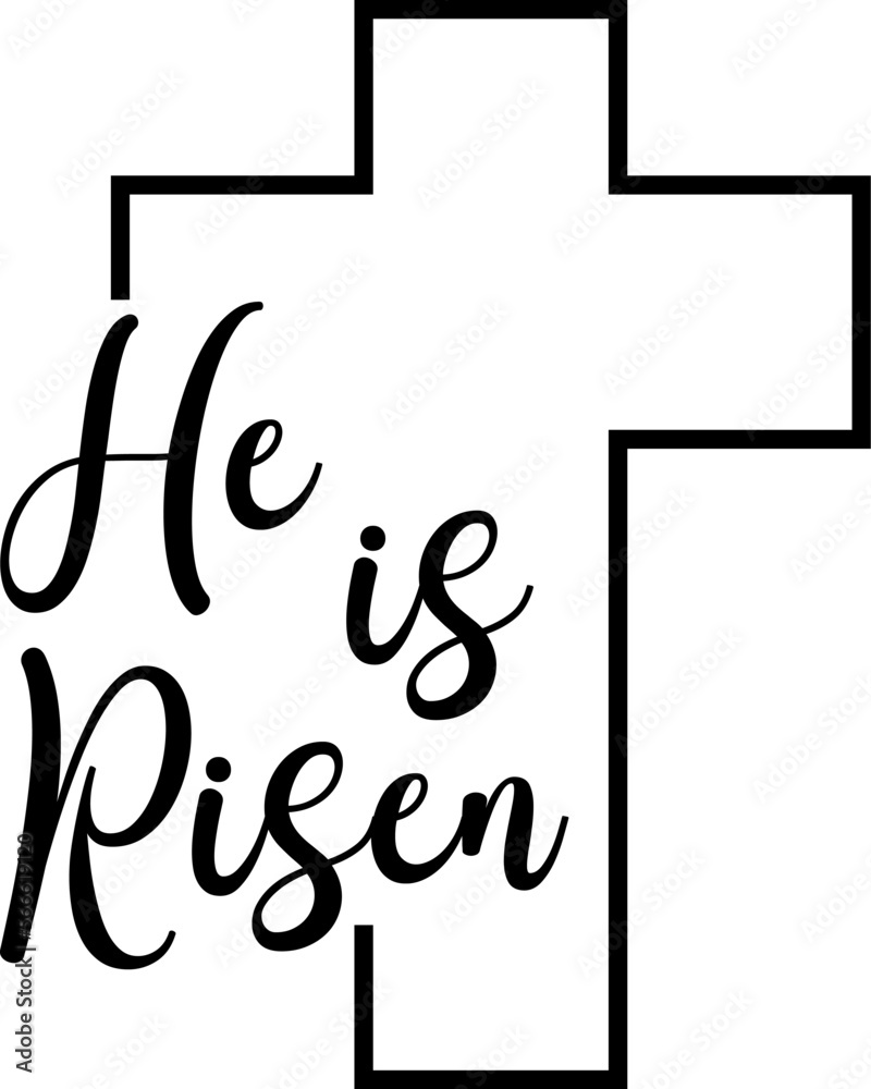 Bible verse vector, He is Risen text, Easter bible verse illustration