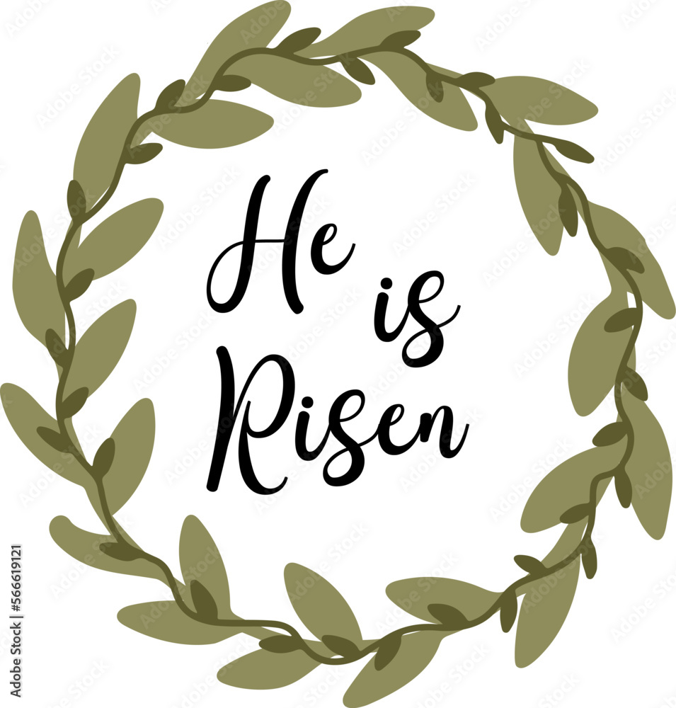 Bible verse vector, He is Risen text, Easter bible verse illustration