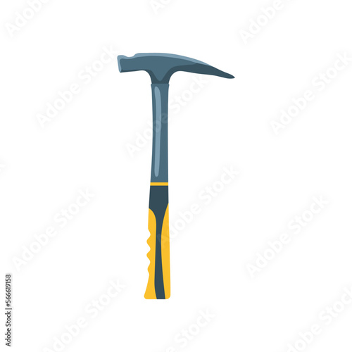 Roofing hammer with plastic handle isolated on white background. Hammer flat vector illustration. Construction, home repair, carpentry concept