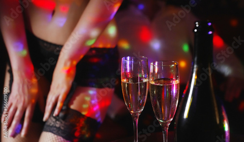 Bild auf Leinwand Man and stripper dancer in strip club.