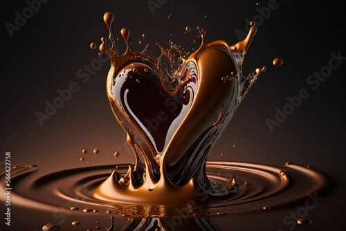 Chocolate heart, abstract, 3d, valentine day, love, generative ai