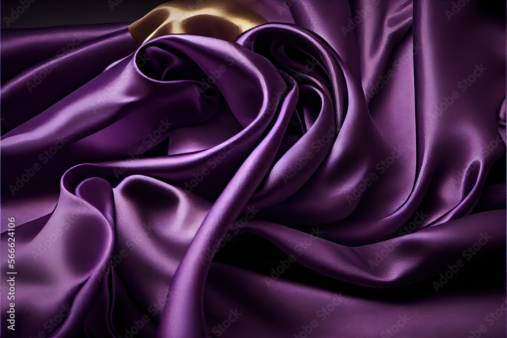 Fototapeta premium Generative AI illustration of soft silk colorful fabric, texture and background