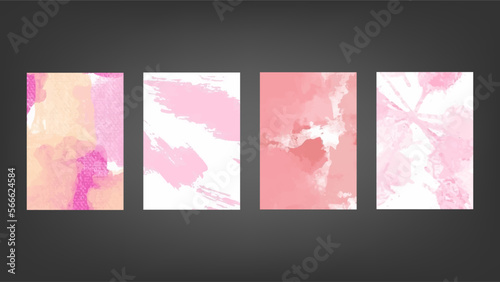 Set of pink vector watercolor backgrounds for poster, brochure or flyer, Bundle of watercolor posters, flyers or cards. Banner template.