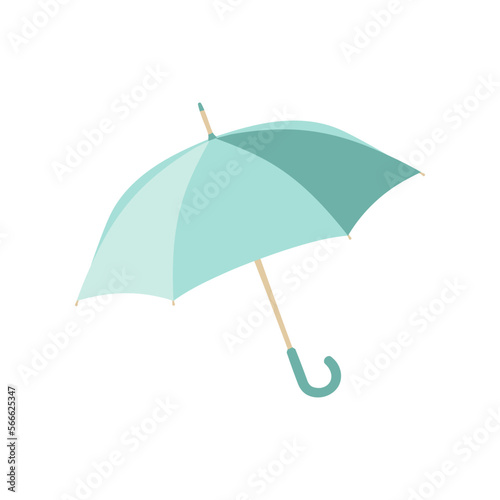 Open blue umbrella vector illustration. Cartoon drawing of cute parasol for autumn, summer or sunshade on white background. Weather, accessories, climate concept