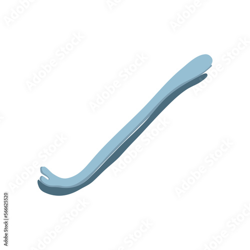 Metallic crowbar flat vector illustration. Cartoon drawing of instrument for repair work isolated on white background. Carpentry, construction concept