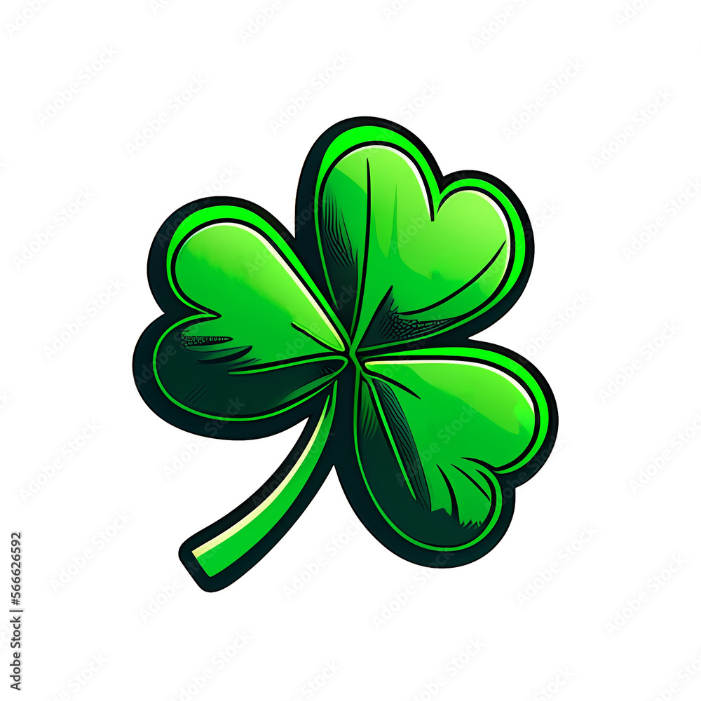 Green clover leaf, a symbol of St. Patrick's Day sticker Green clover leaf, a symbol of St. Patrick's Day sticker