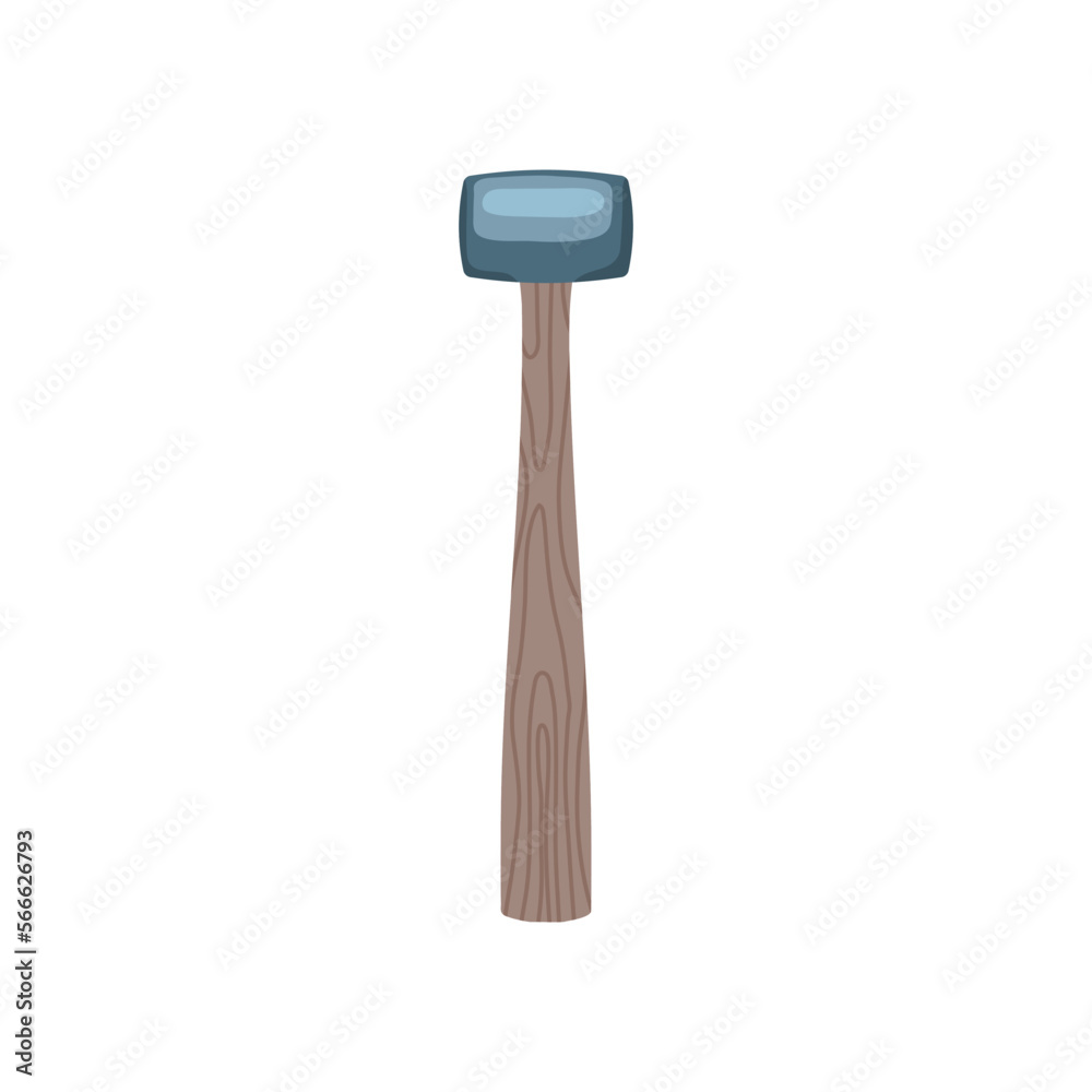 Iron hammer with wooden handle isolated on white background. Hammer flat vector illustration. Construction, home repair, carpentry concept Iron hammer with wooden handle isolated on white background. Hammer flat vector illustration. Construction, home repair, carpentry concept
