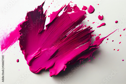 Paint brush stroke on white background, purple paint. Generative AI