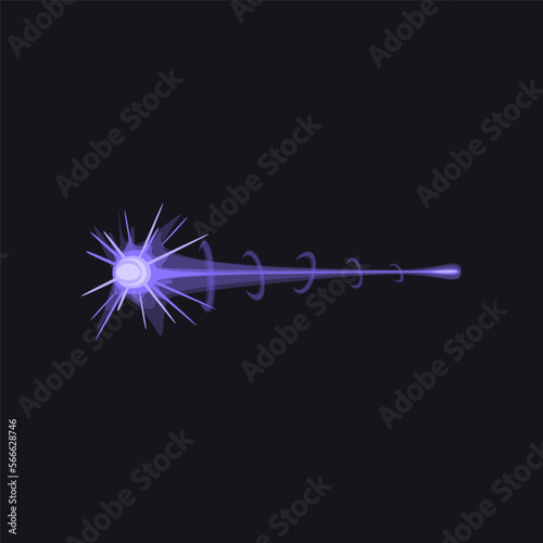Purple energy beam vector illustration. Cartoon drawing of laser gun, blaster or weapon effect, lightning, alien attack. Magic, power concept for game or comic book