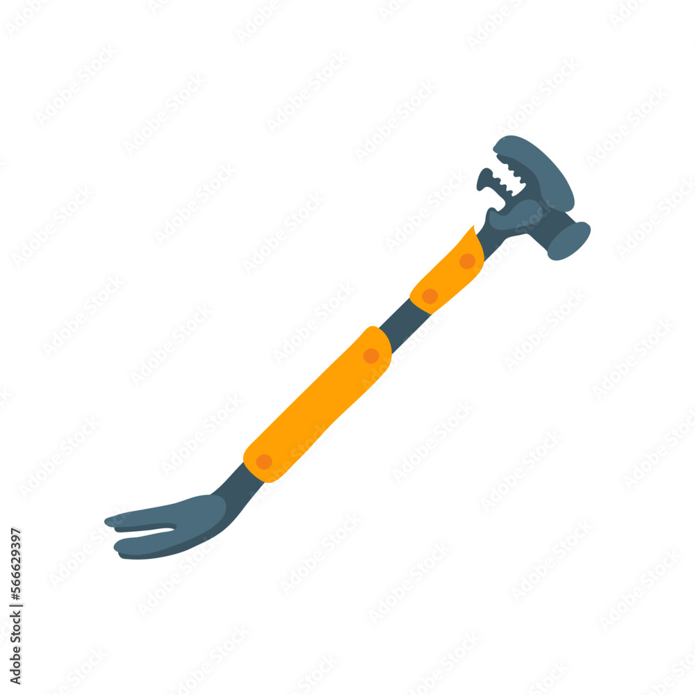 Crowbar and nail puller flat vector illustration. Cartoon drawing of instrument for repair work isolated on white background. Carpentry, construction concept Crowbar and nail puller flat vector illustration. Cartoon drawing of instrument for repair work isolated on white background. Carpentry, construction concept