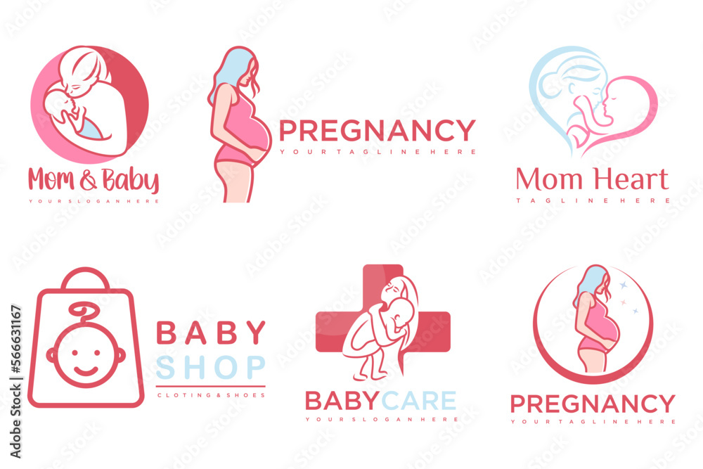 happy baby and mother icon set logo design.badges for children store & baby care center.illustration happy baby and mother icon set logo design.badges for children store & baby care center.illustration