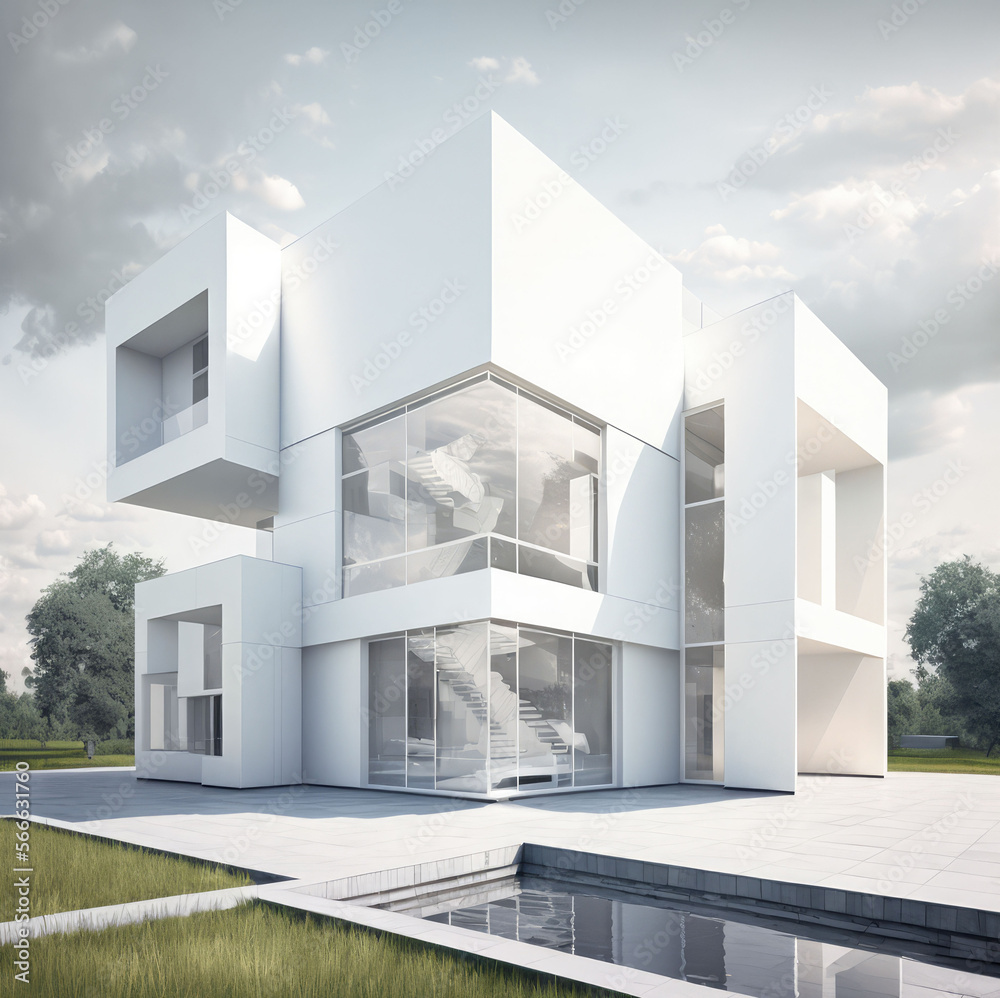 Modern luxury villa exterior in minimal style Modern luxury villa exterior in minimal style