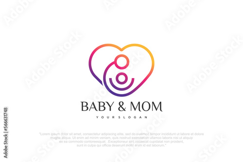 happy baby and mother icon set logo design.badges for children store & baby care center.illustration