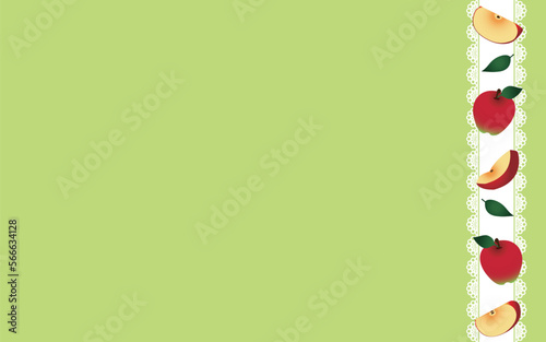 レースとりんごを組み合わせた背景・フレーム